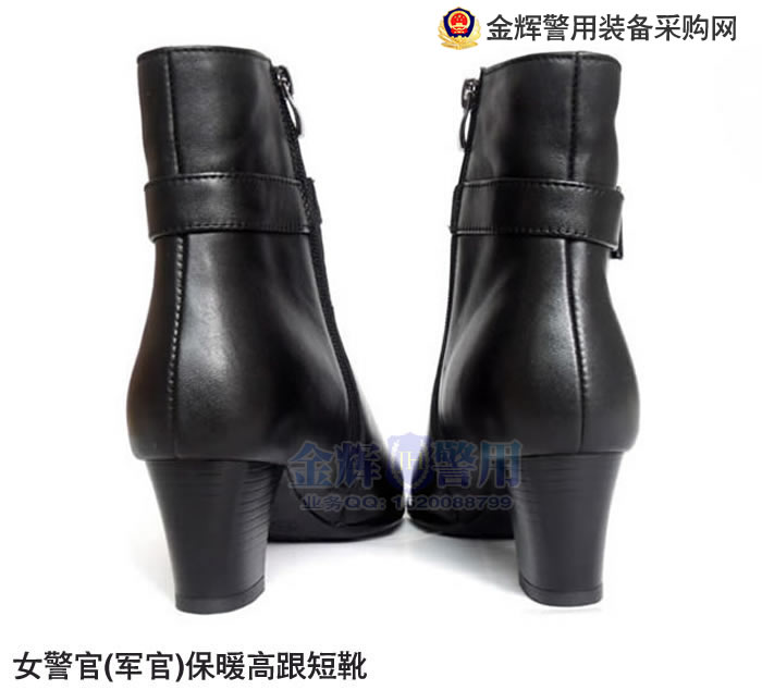 制式女警官皮靴女武警羊毛保暖鞋女公安警察皮靴真皮坡跟单鞋羊毛鞋