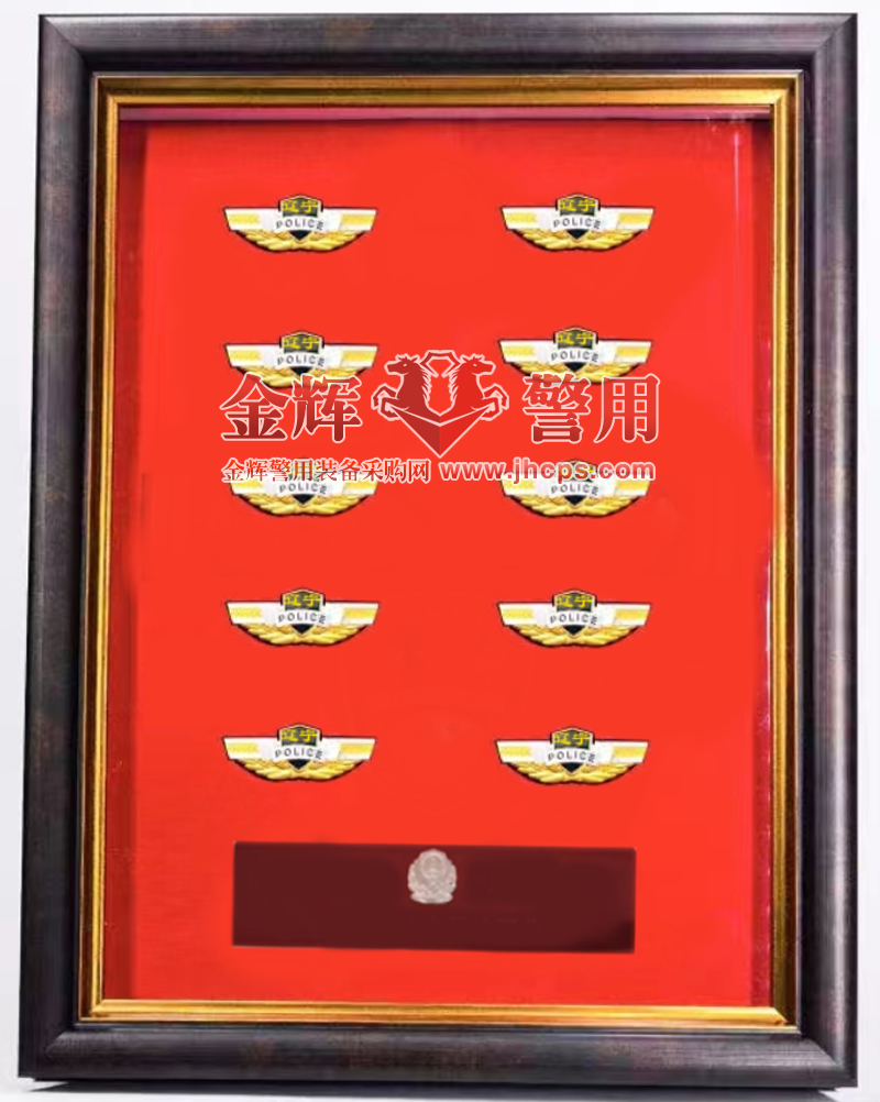 公安局警察节展示警徽相架，警察博物馆陈列礼服胸徽相框，警察个人高档收藏品